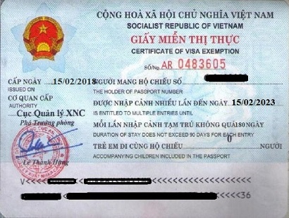 Hướng dẫn thủ tục xin giấy miễn thị thực Việt Nam 5 năm